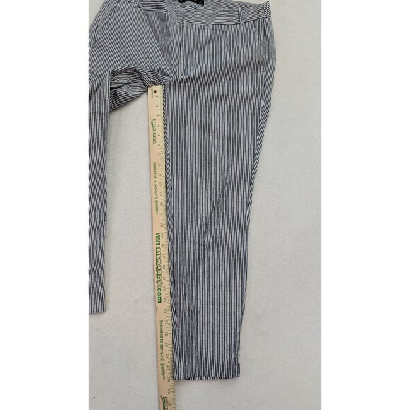 Zara Basic Women's Pants Size 10 Seersucker Striped Ankle - Picture 10 of 16